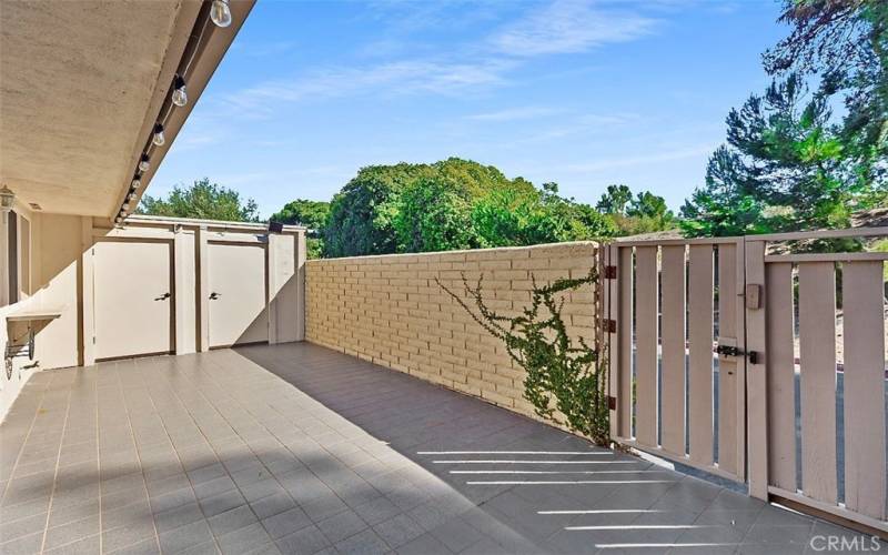 Large Patio storage with electrical inside.