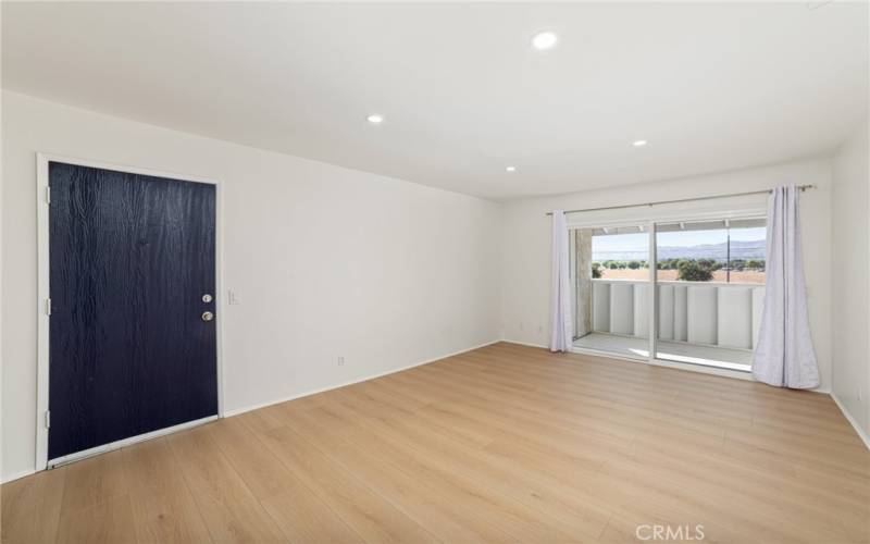 Entry Door to Living Room and Balcony