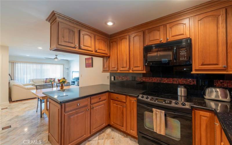 Kitchen view to living area