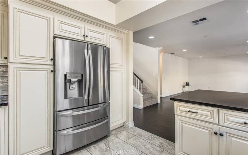 Refrigerator looking to family room