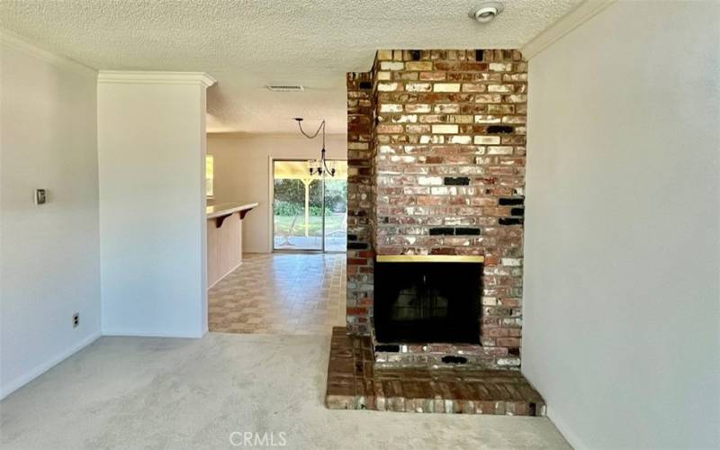 Brick Fireplace in Living Room