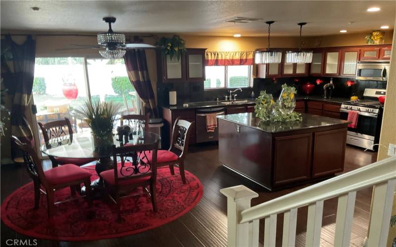 view of dining area, and kitchen