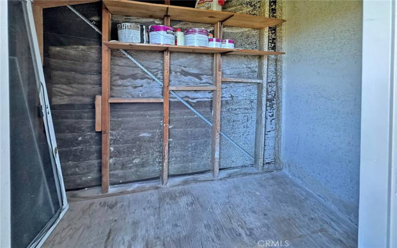 large balcony with large storage closet