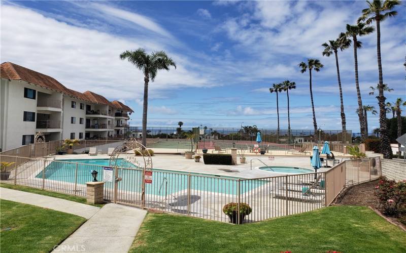 Community pool, spa, and tennis courts.