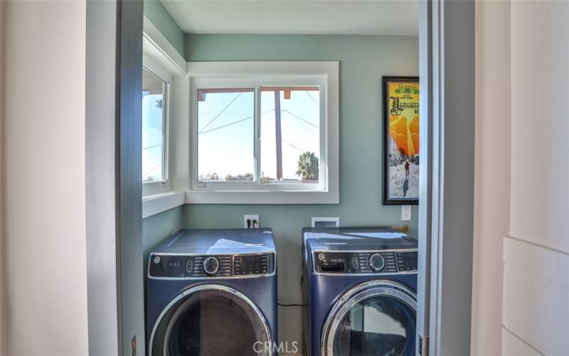 Laundry room with ocean view.