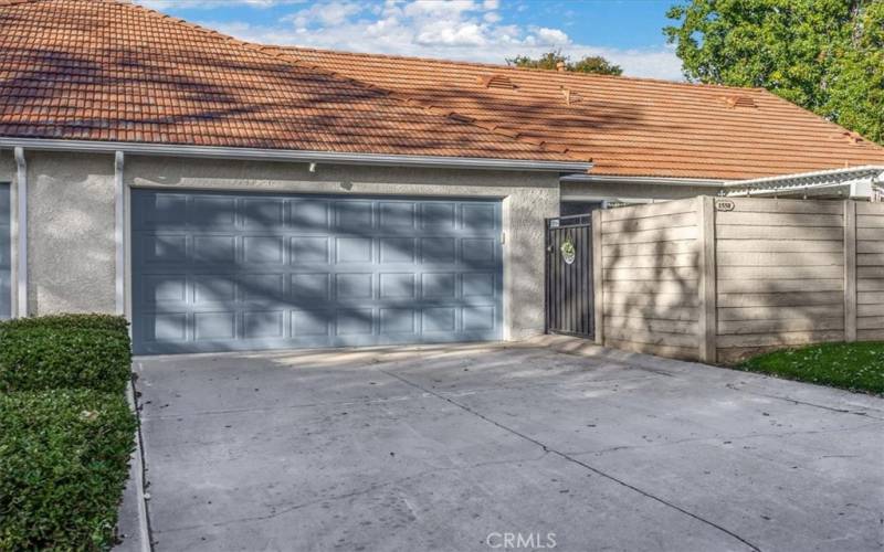 Two car attached garage with direct access or gate access