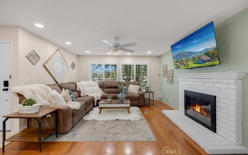 Living room with large front window