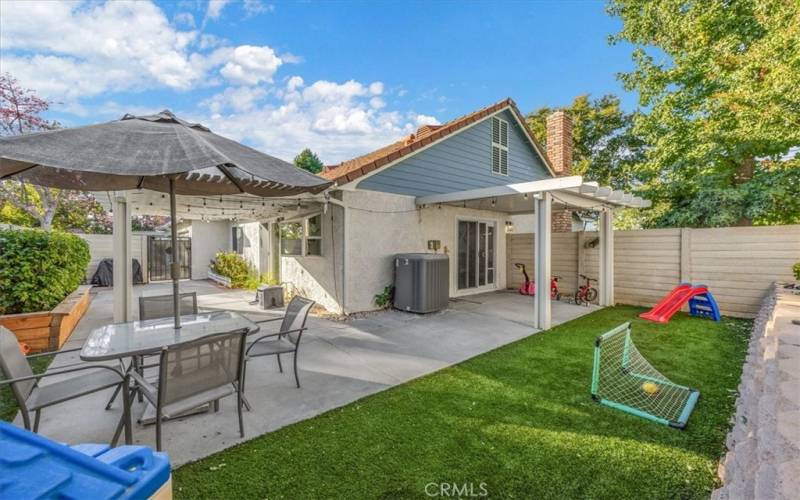 Backyard with two patio covers