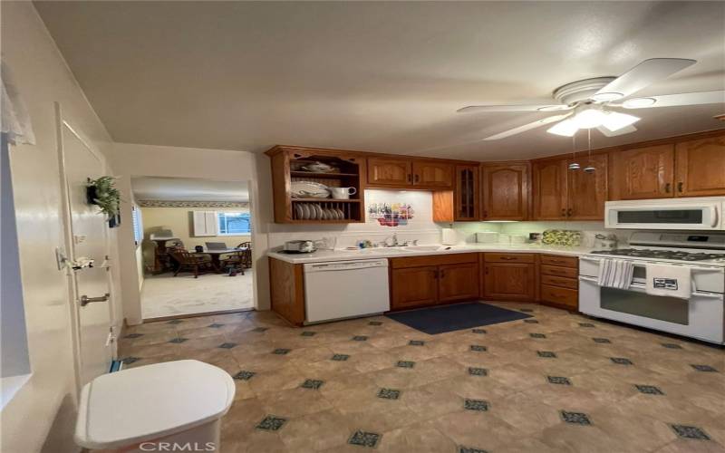 Looking from the living room thru kitchen to family room