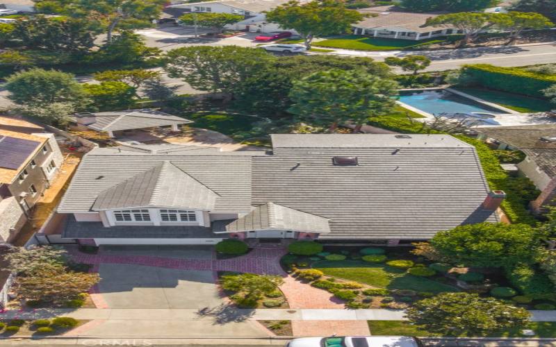 Aerial view from the front yard perspective.