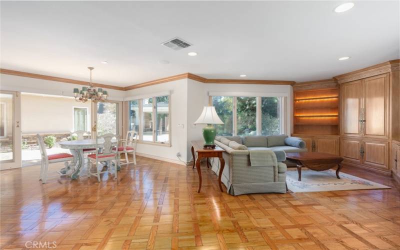 Inviting family room with built-ins and custom furnishings