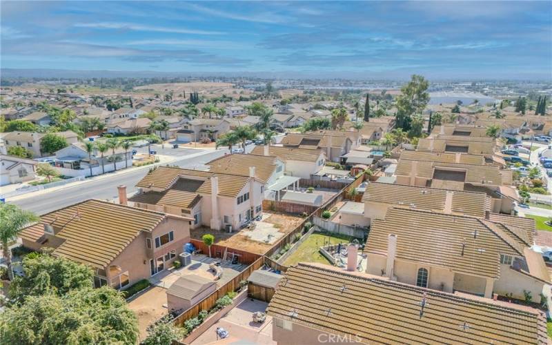 Aerial view of neighborhood.