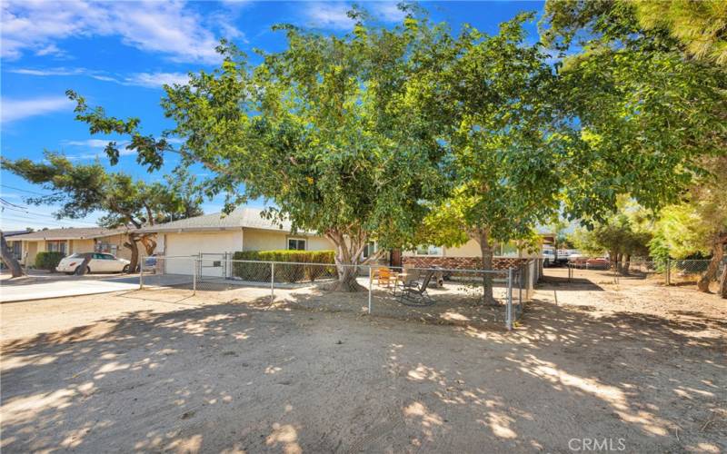 Mature shade trees and separately gated play yard.