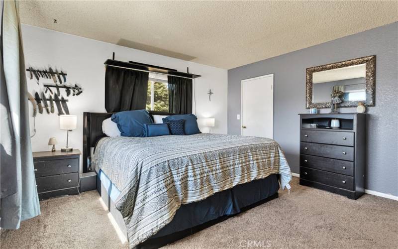 Primary bedroom with walk-in closet and en suite bathroom.