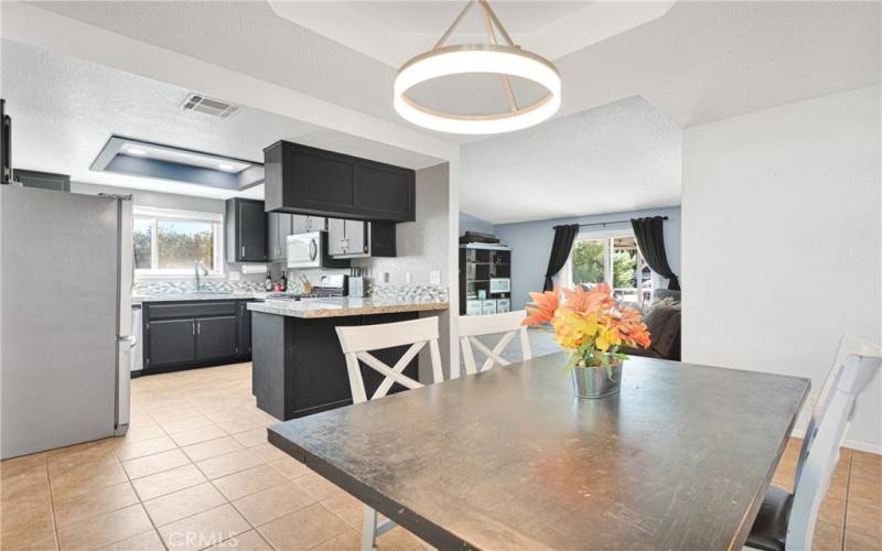 Large dining area connects well with kitchen and living room for excellent space for entertaining and everyday life.