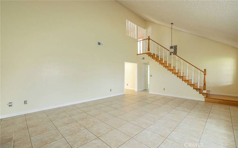 Living room view of the stairs