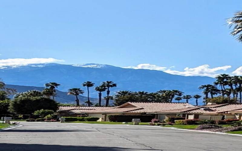 Mountains in front of house