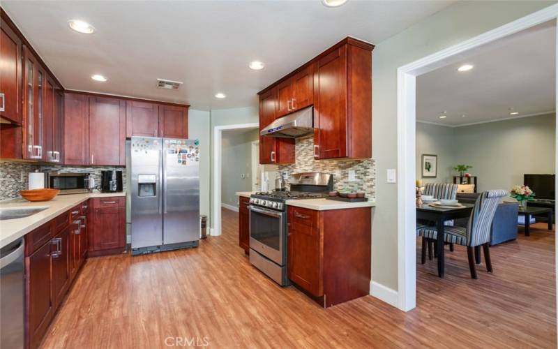 Stainless steel appliances in kitchen