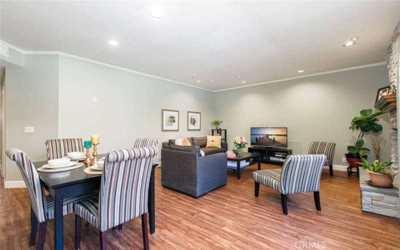 living room and dining area