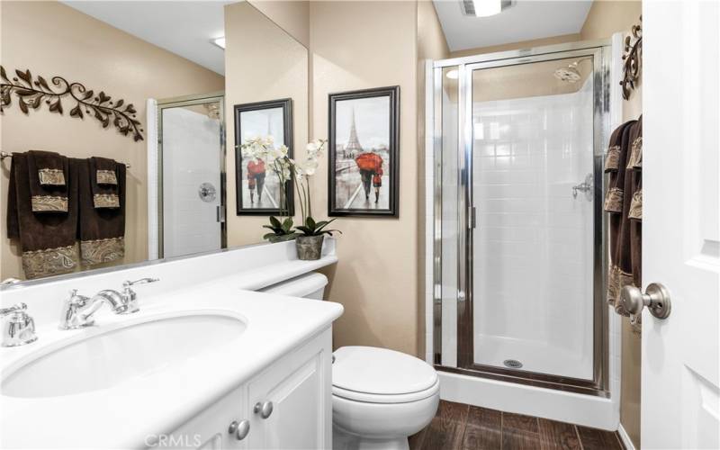 Downstairs guest bath with stall shower