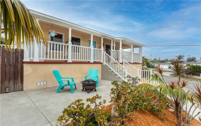 Terrace deck below the front porch