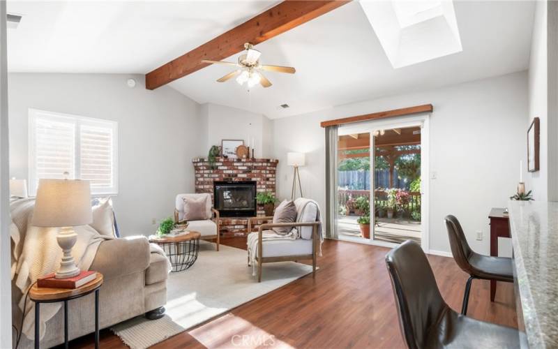 Family room with a cozy gas fireplace