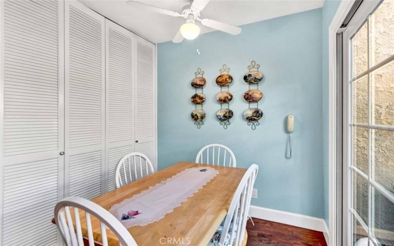 Dining room with laundry in closet