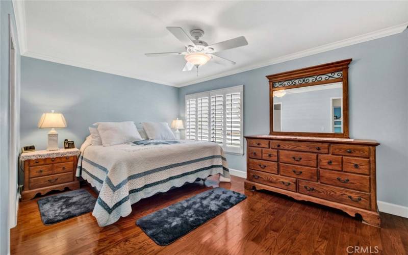 Master bedroom with ceiling fan