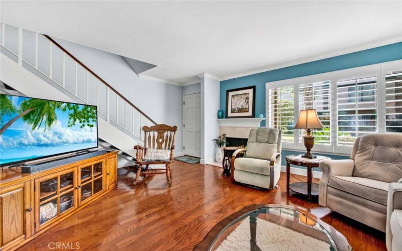 Living room with plantation shutters