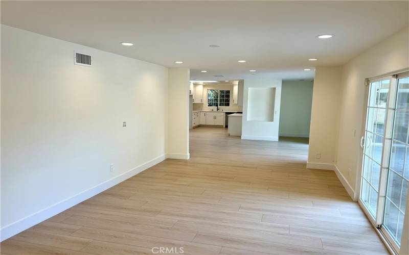 View to Kitchen & Dining Room from Family Room