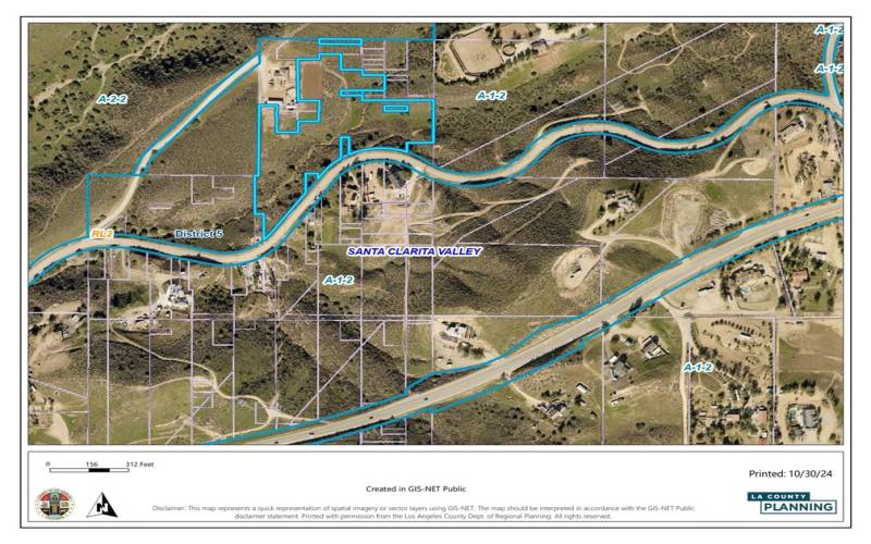 All the land within the blue lines are the property you can see parcel 6 is not contiguous. Total about 6.19 acres