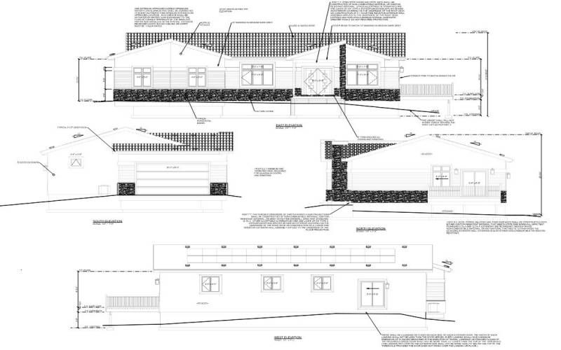 Elevations with rock trim