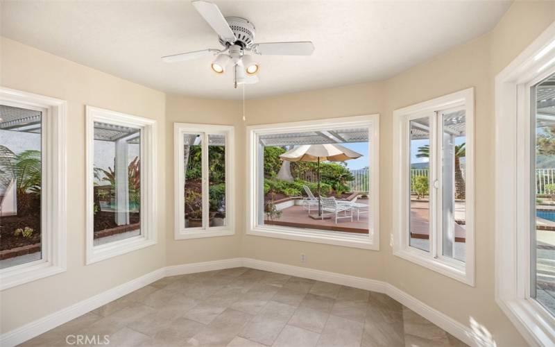 Breakfast nook area looking out to the backyard.