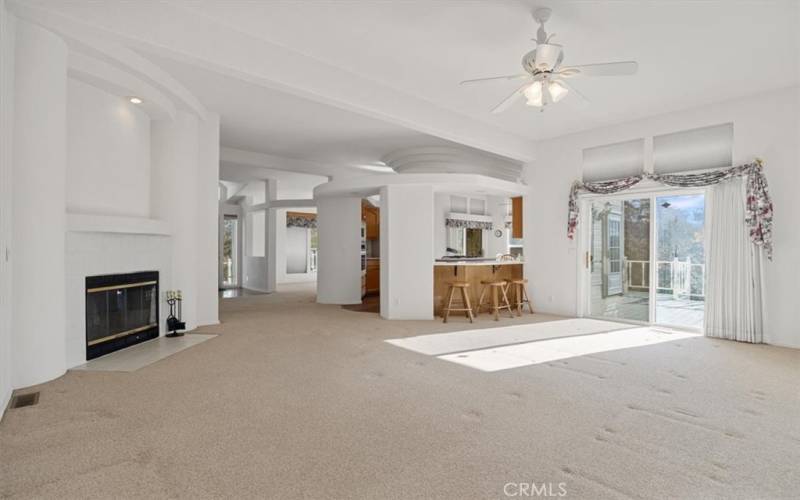 Great room/Living room with eye catching fireplace