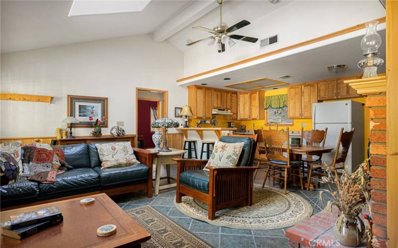 Open living room dining and kitchen.