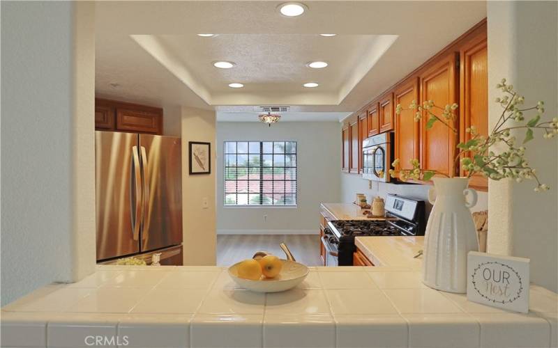 Passthrough window into the dining area