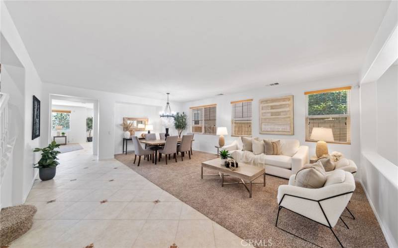 spacious living and dining room