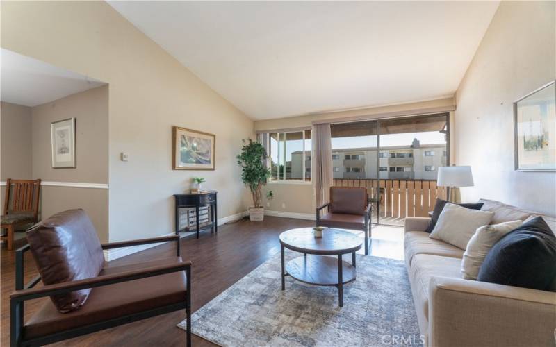 vaulted ceiling in living room