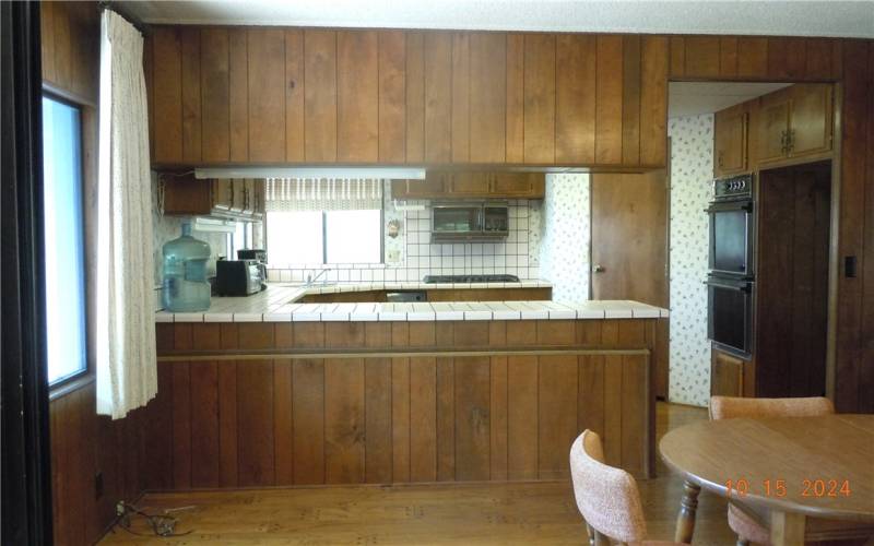 View into the kitchen and dining area.