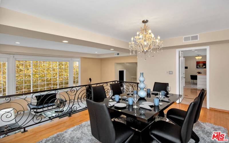 Dining room with oak flooring