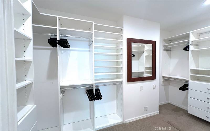 Spacious primary bedroom walk-in closet.