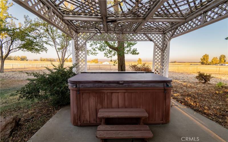 covered hot tub area