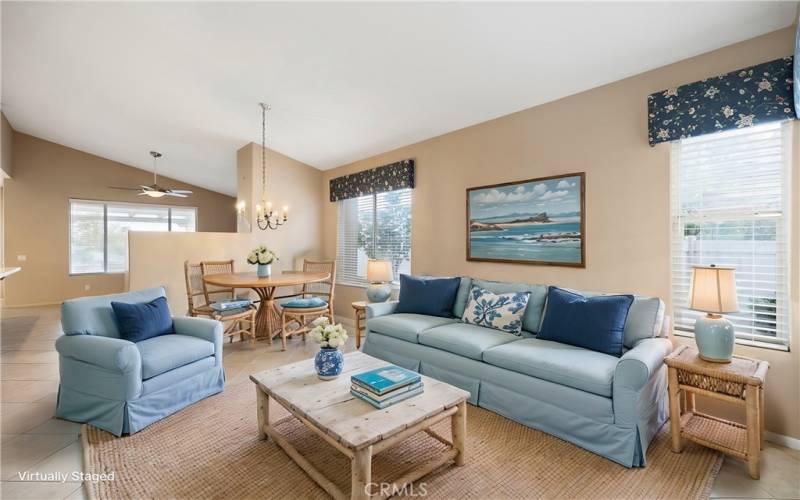 Formal living & dining room virtually staged