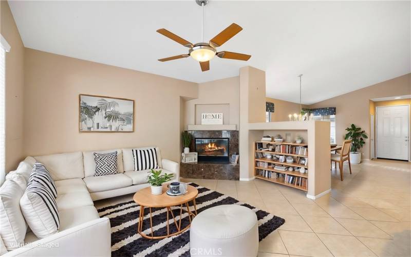 Family room virtually staged