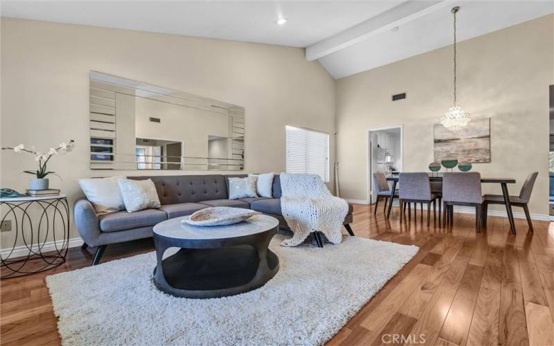 living room and dining area