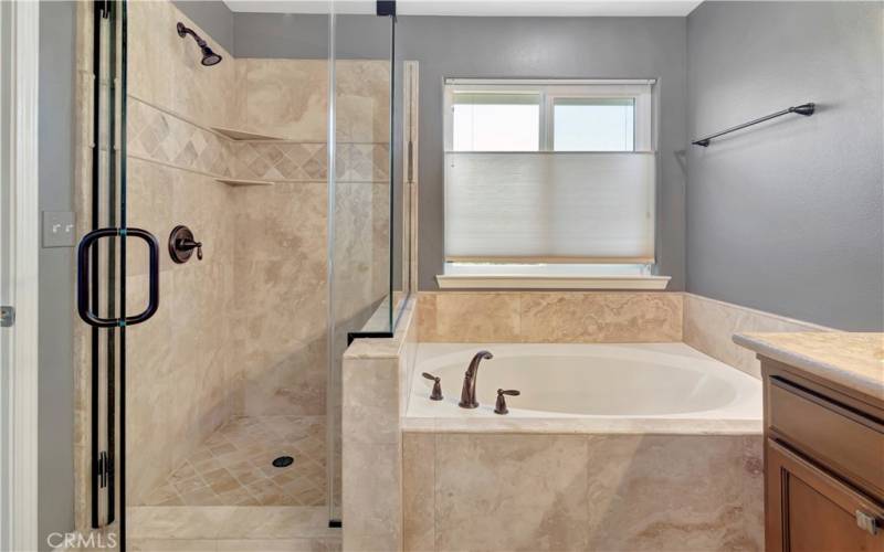 Master Bathroom with Soaking Tub and Walk-in Shower