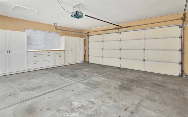 Finished Garage with Built-in Cabinetry