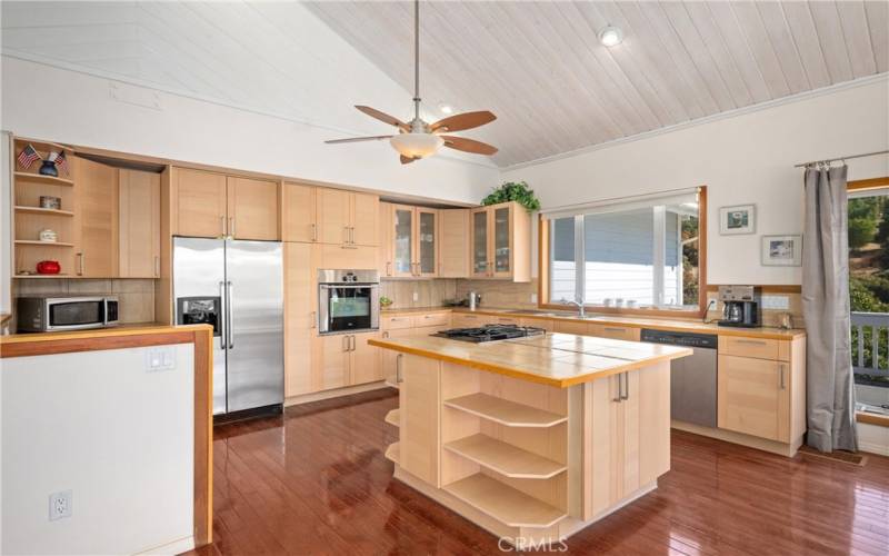 Kitchen island with storage and a gas stove top