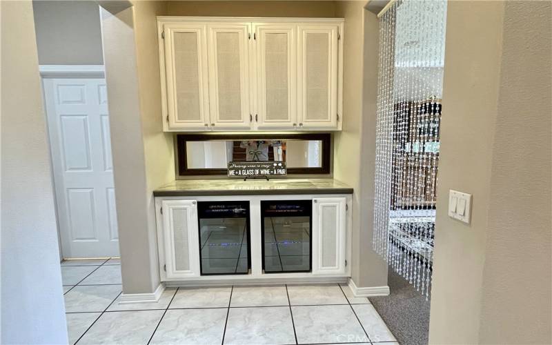 Butlers pantry with wine refrigeration
