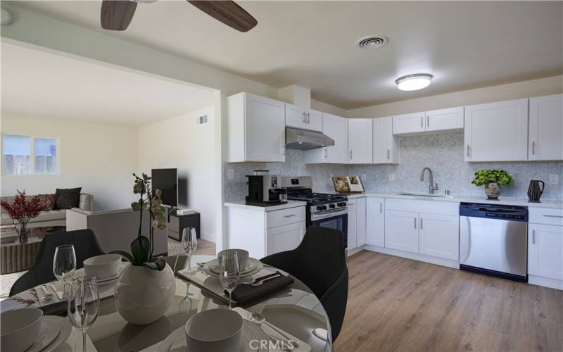 Kitchen + Dining Room (Virtually Staged)